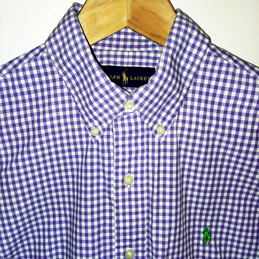 Ralph Lauren Purple & White Check Shirt Sz Medium